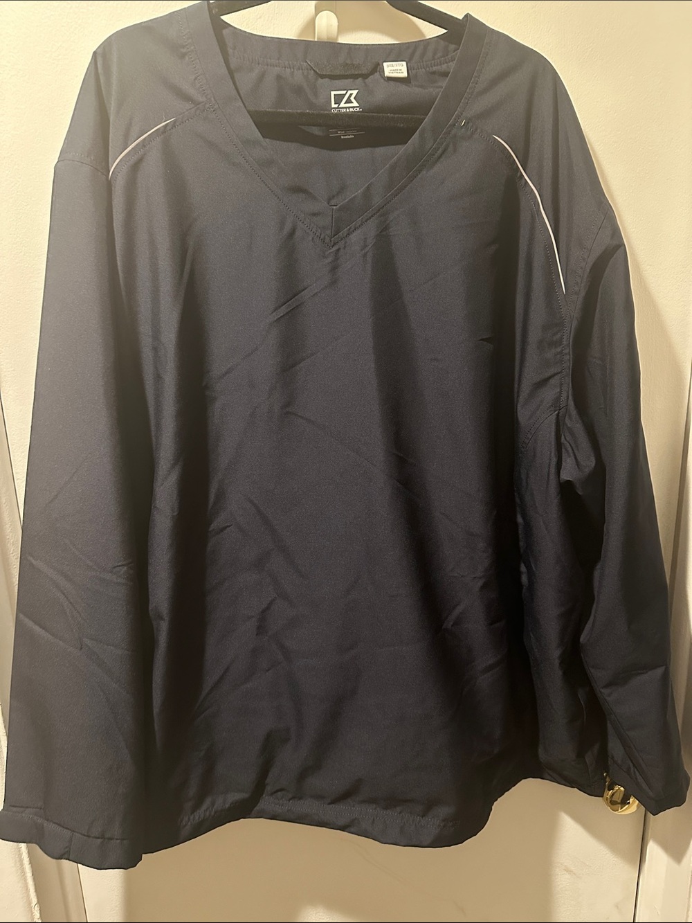 Men’s black V-Neck Athletic Pullover windbreaker Contrast Piping size 3xl